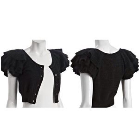 French Connection Black Frilled Sleeve Cardigan - Picture 2 of 6